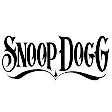 A black and white image of the name snoop dogg.